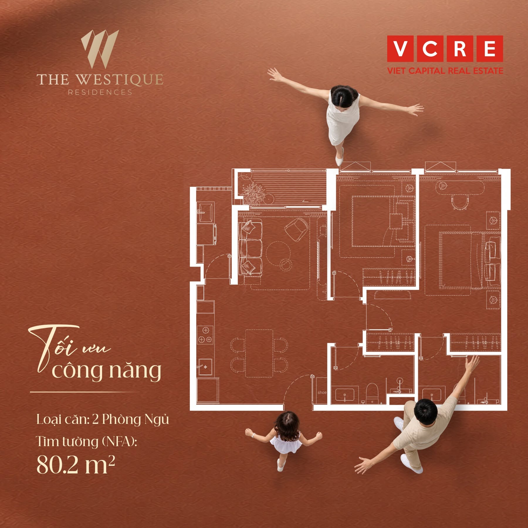 54 căn hộ 2 phòng ngủ The Westique
